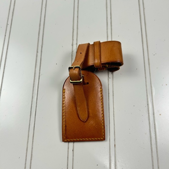 Louis Vuitton Tan Leather Luggage Tag Vintage - Picture 3 of 5